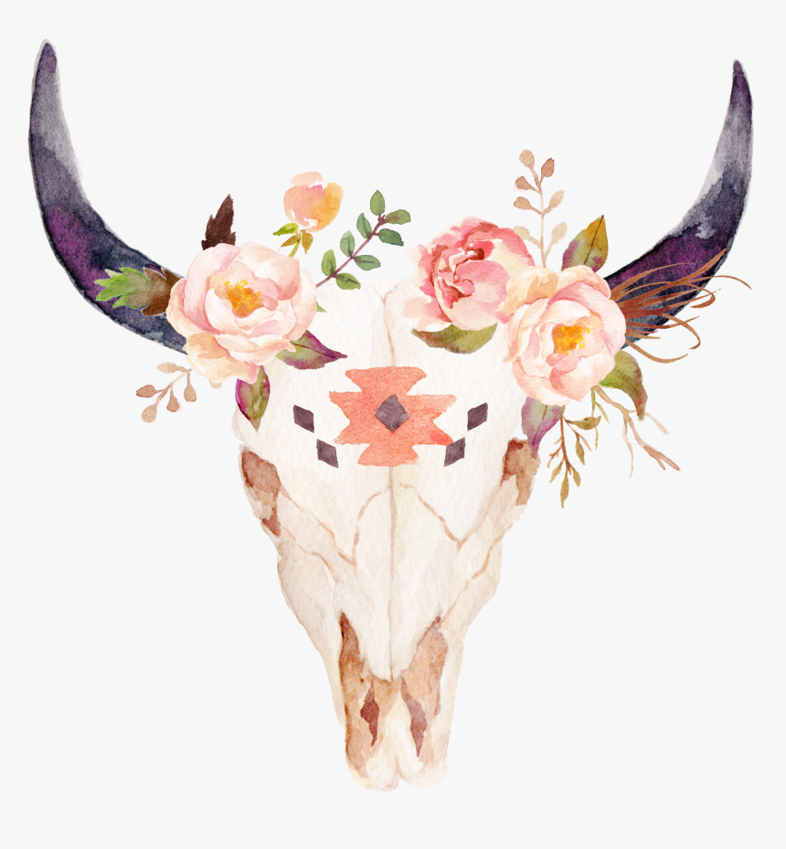 Detail Cow Skull With Flowers Png Nomer 4