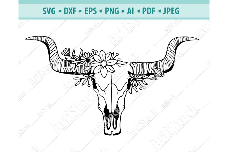 Detail Cow Skull With Flowers Png Nomer 29