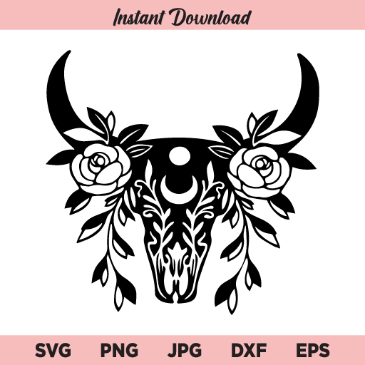 Detail Cow Skull With Flowers Png Nomer 30