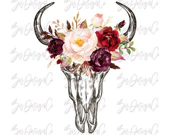 Detail Cow Skull With Flowers Png Nomer 37