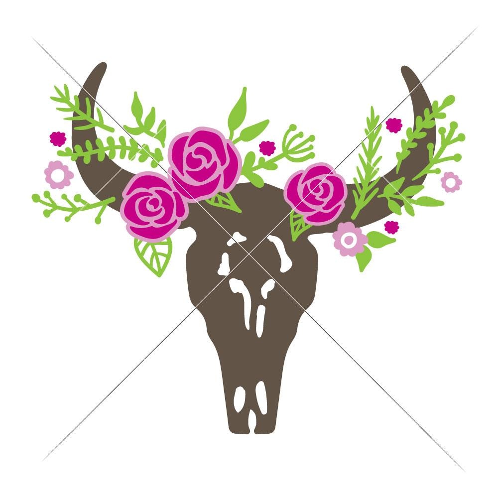 Detail Cow Skull With Flowers Png Nomer 40