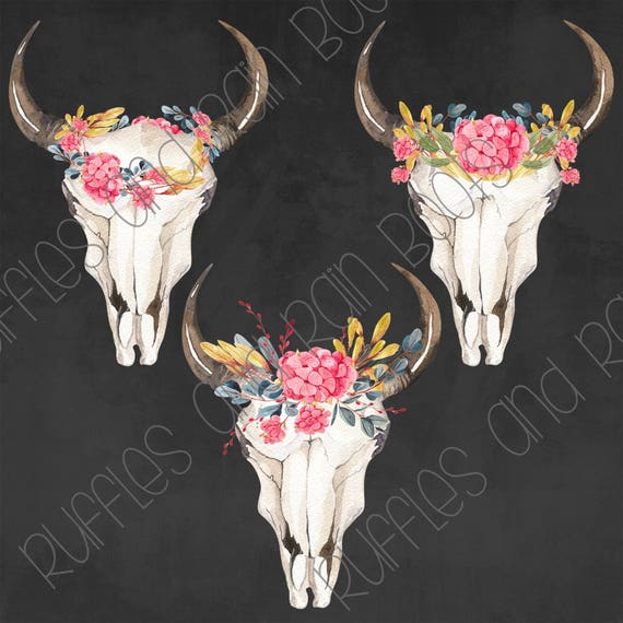 Detail Cow Skull With Flowers Png Nomer 56