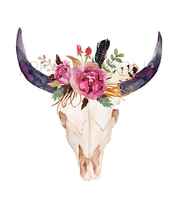 Detail Cow Skull With Flowers Png Nomer 8
