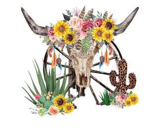 Detail Cow Skull With Flowers Png Nomer 9