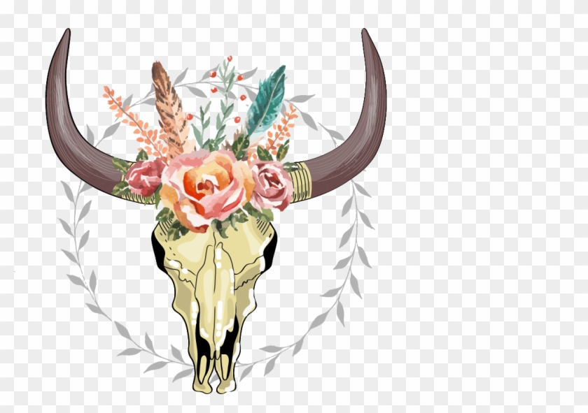 Detail Cow Skull With Flowers Png Nomer 10