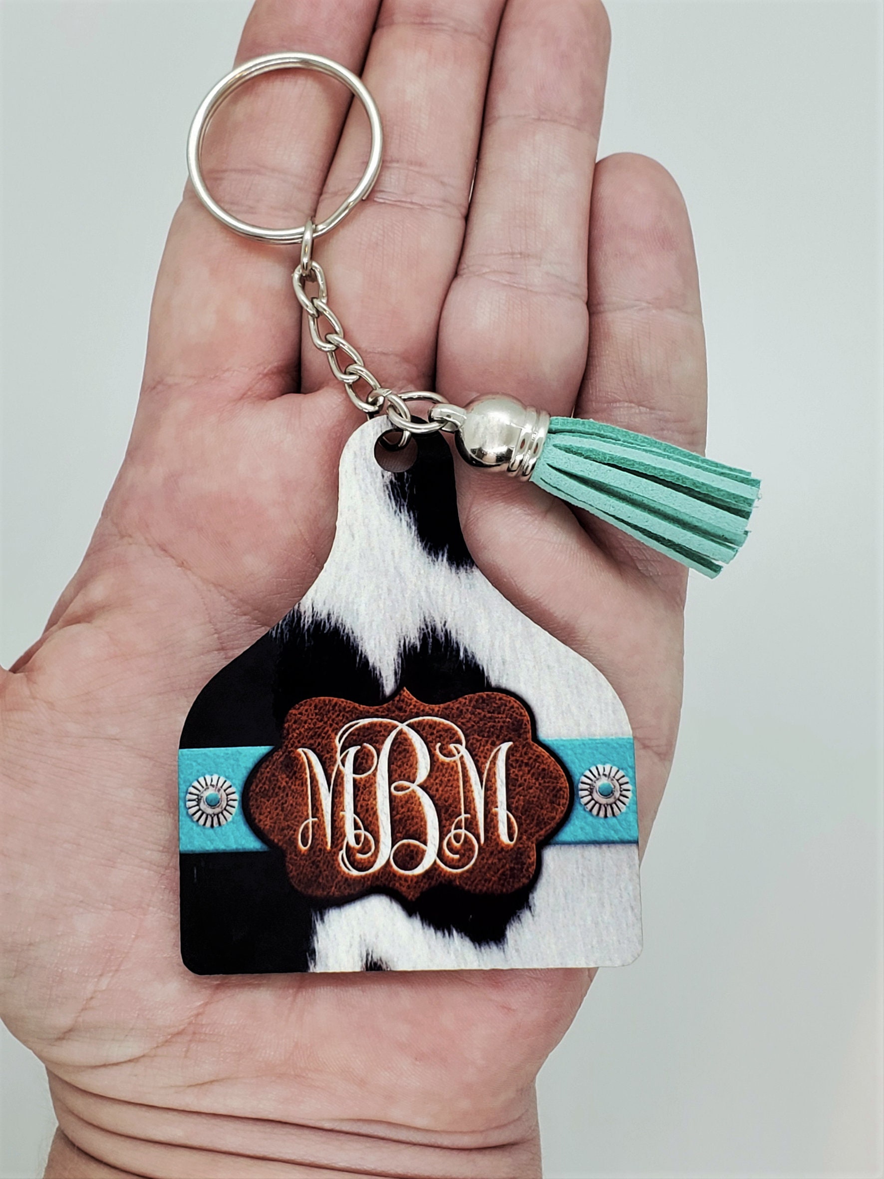 Detail Cow Tag Keychain With Picture Nomer 30