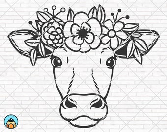 Detail Cow With Flower Clipart Nomer 13