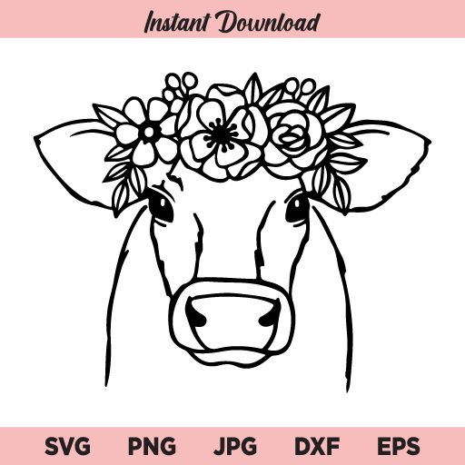 Detail Cow With Flower Clipart Nomer 14