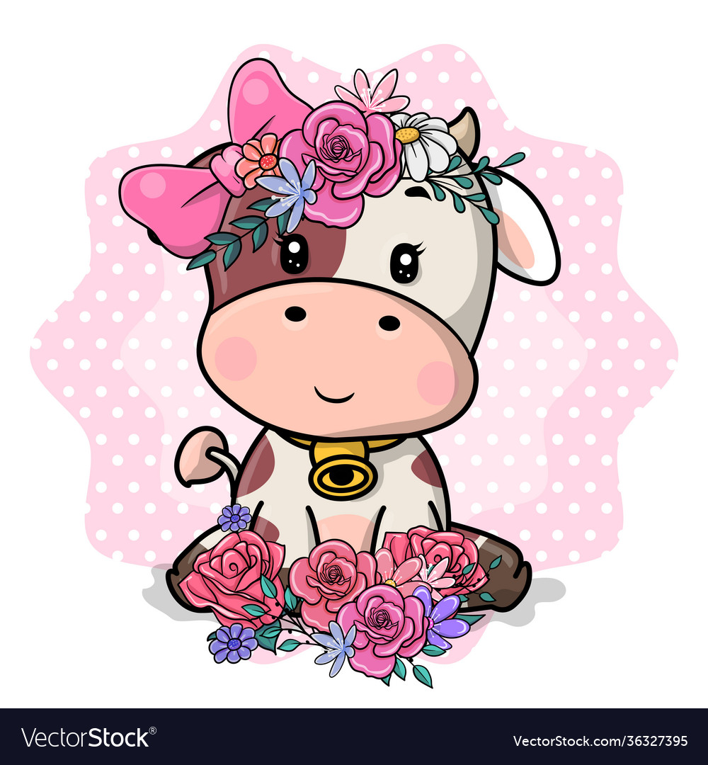 Detail Cow With Flower Clipart Nomer 16