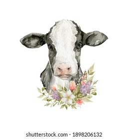 Detail Cow With Flower Clipart Nomer 18