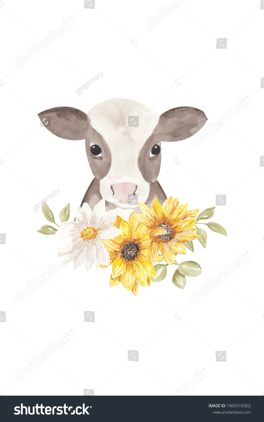 Detail Cow With Flower Clipart Nomer 21