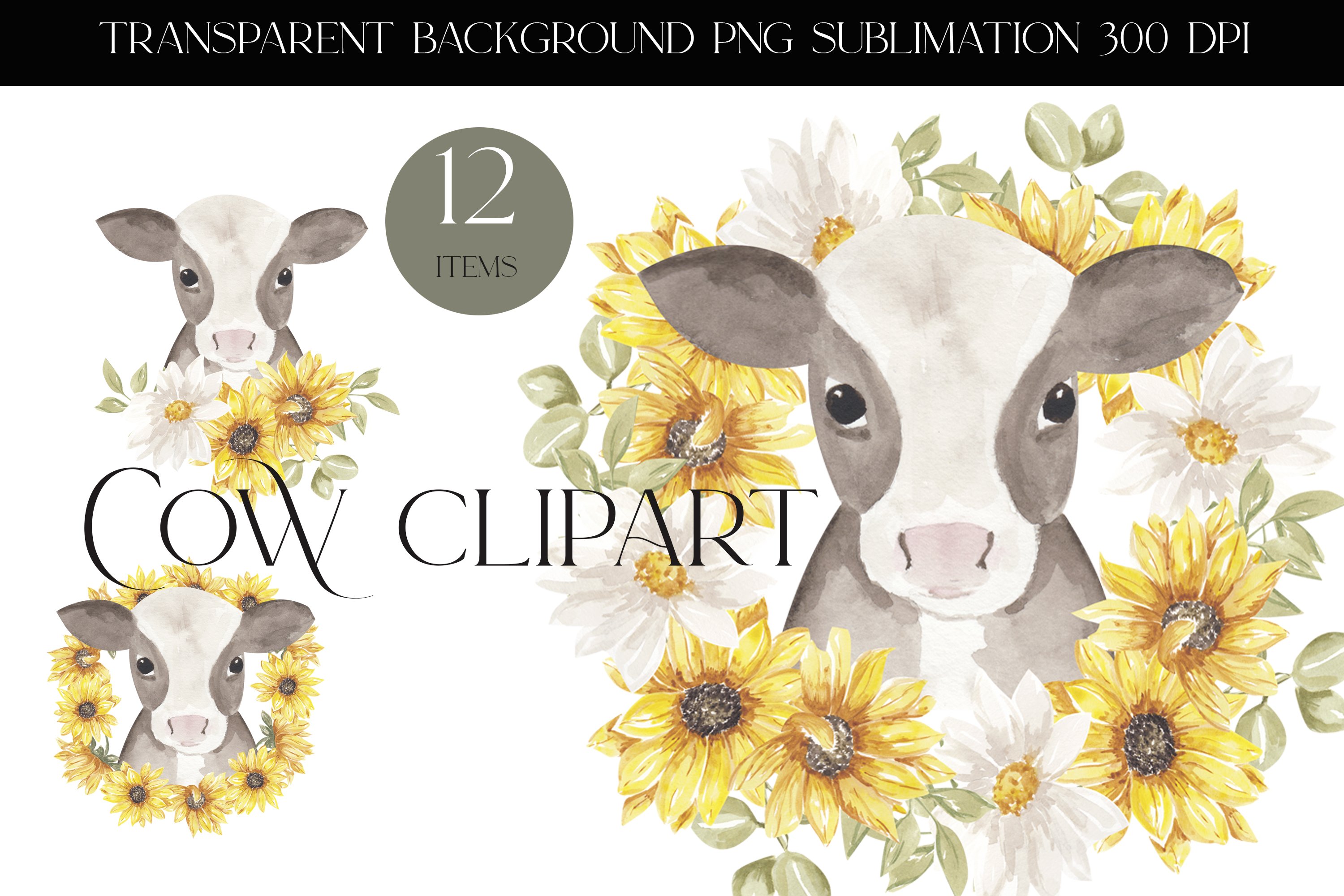 Detail Cow With Flower Clipart Nomer 23