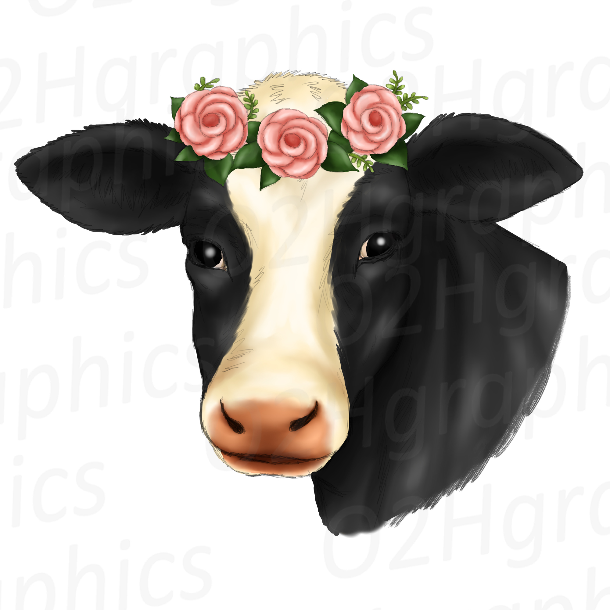 Detail Cow With Flower Clipart Nomer 4