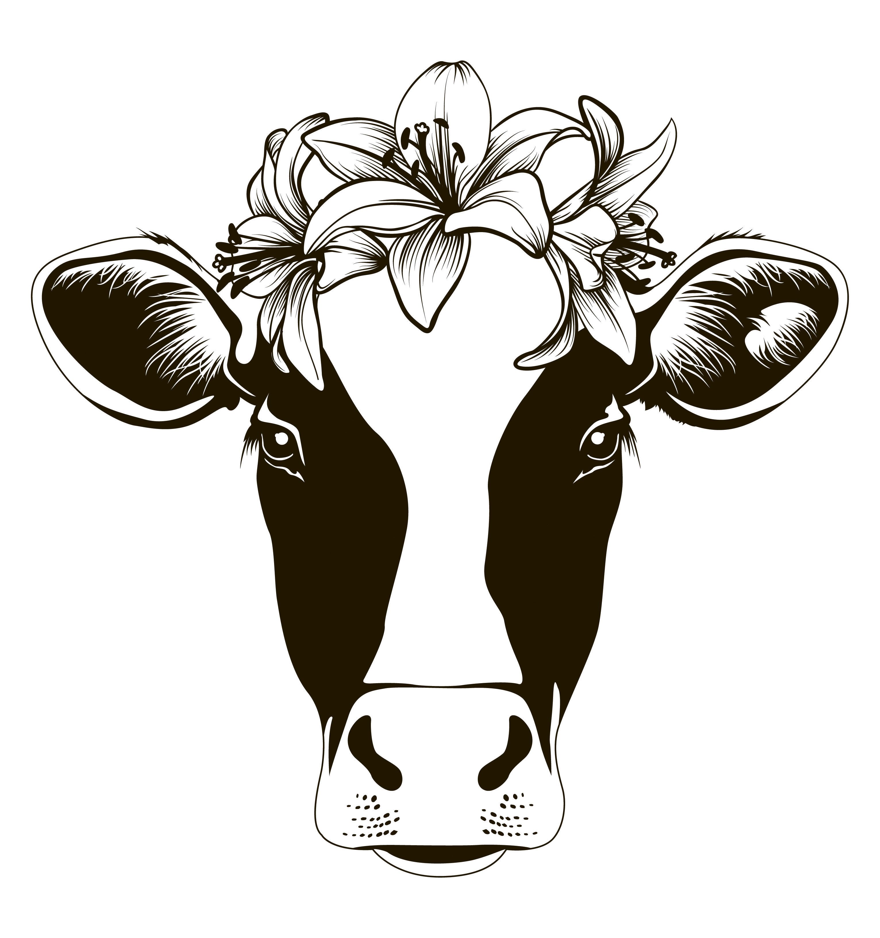 Detail Cow With Flower Clipart Nomer 36