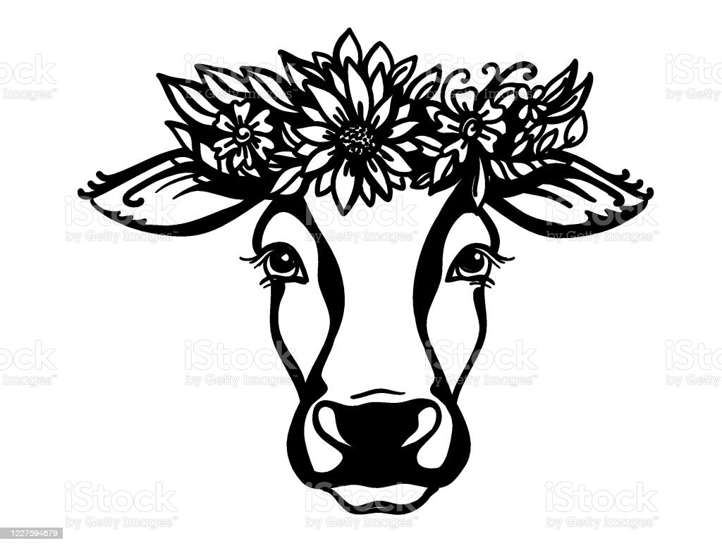 Detail Cow With Flower Clipart Nomer 5
