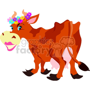 Detail Cow With Flower Clipart Nomer 49