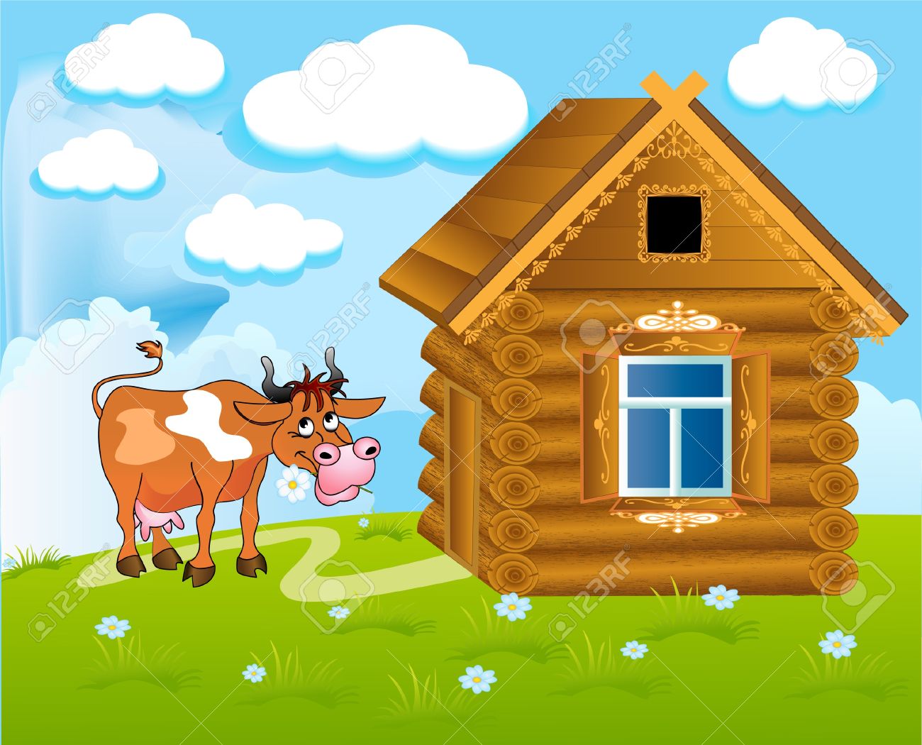 Detail Cow With Flower Clipart Nomer 53