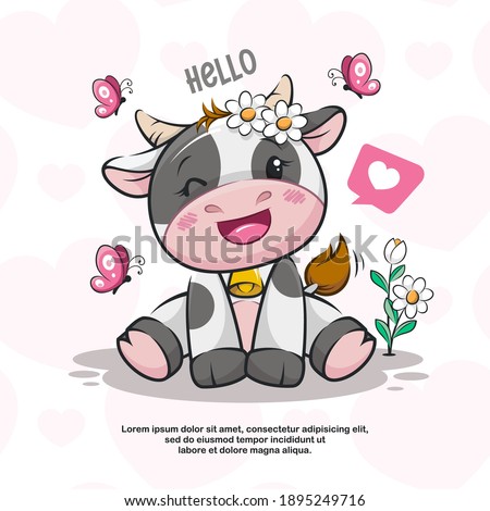 Detail Cow With Flower Clipart Nomer 56