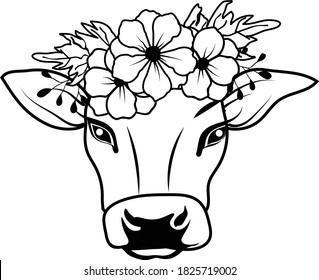 Detail Cow With Flower Clipart Nomer 7