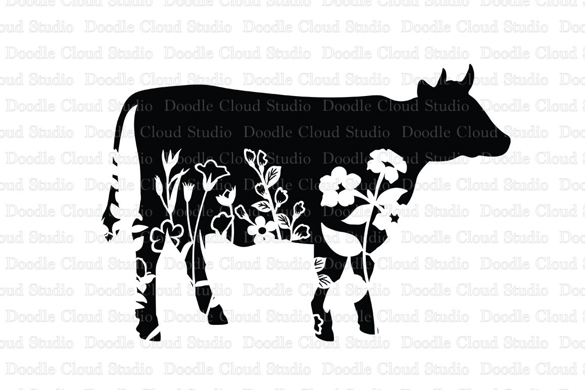 Detail Cow With Flower Clipart Nomer 8