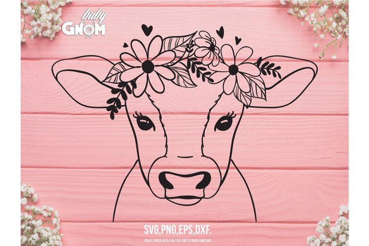 Detail Cow With Flower Clipart Nomer 10