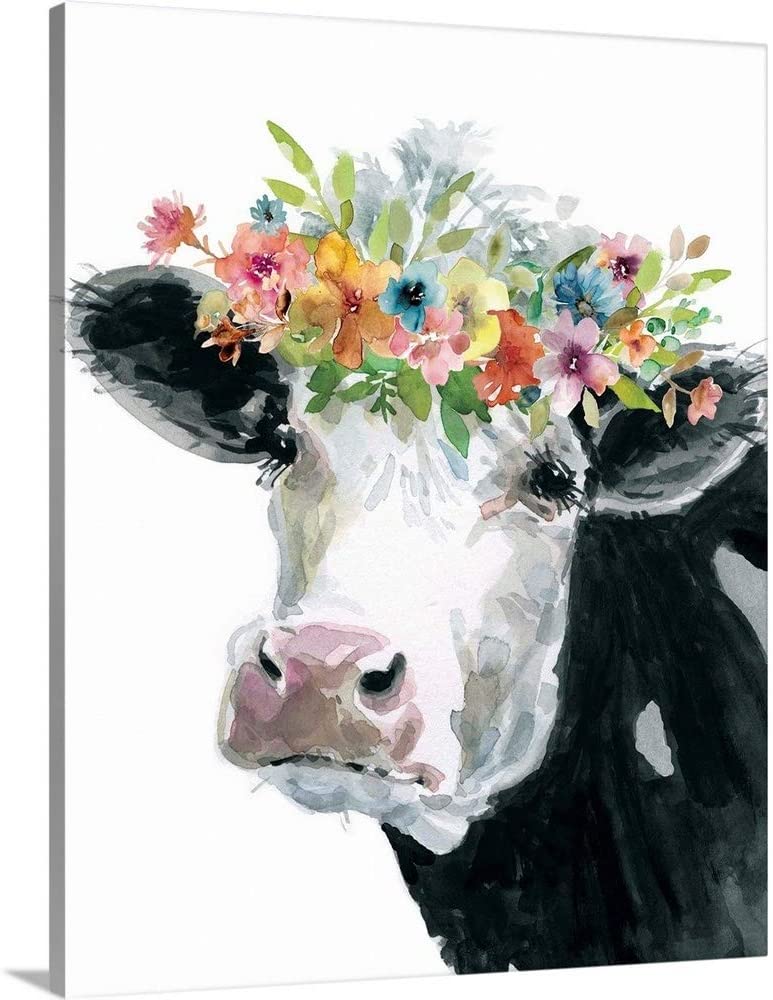 Cow With Flower Crown Painting - KibrisPDR