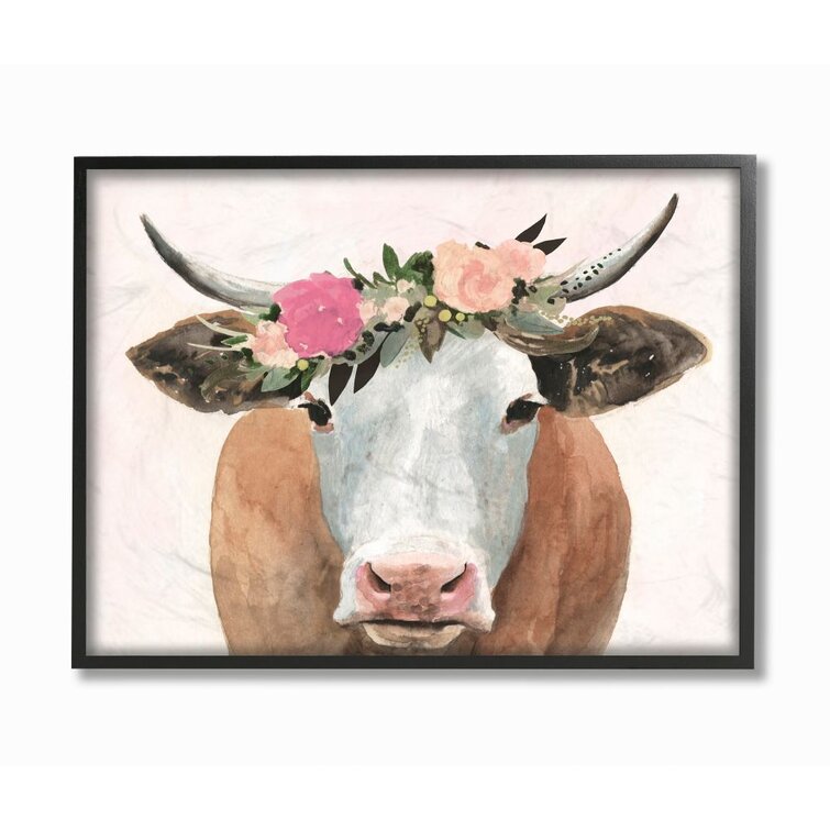 Detail Cow With Flower Crown Painting Nomer 13