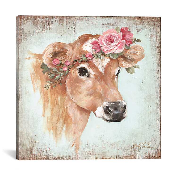 Detail Cow With Flower Crown Painting Nomer 14