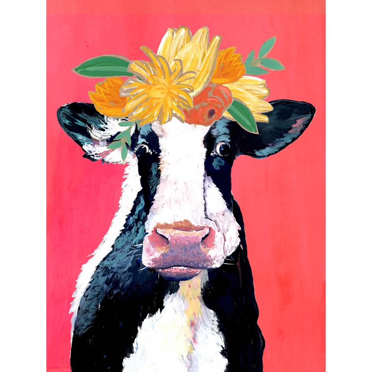 Detail Cow With Flower Crown Painting Nomer 18