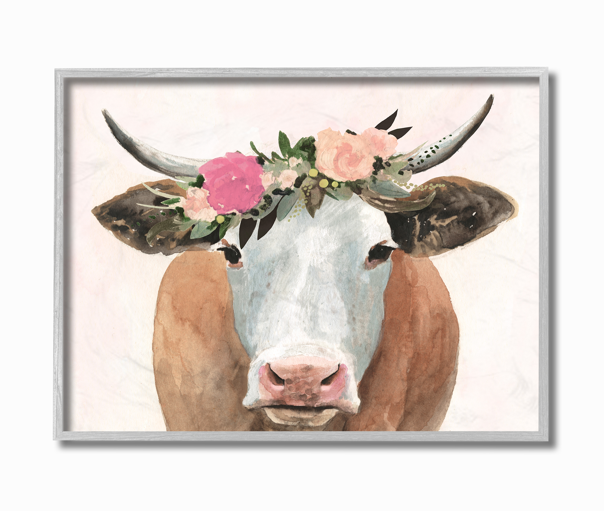 Detail Cow With Flower Crown Painting Nomer 28