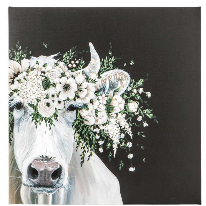 Detail Cow With Flower Crown Painting Nomer 4