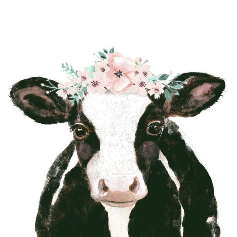 Detail Cow With Flower Crown Painting Nomer 31