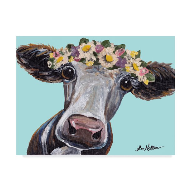 Detail Cow With Flower Crown Painting Nomer 39