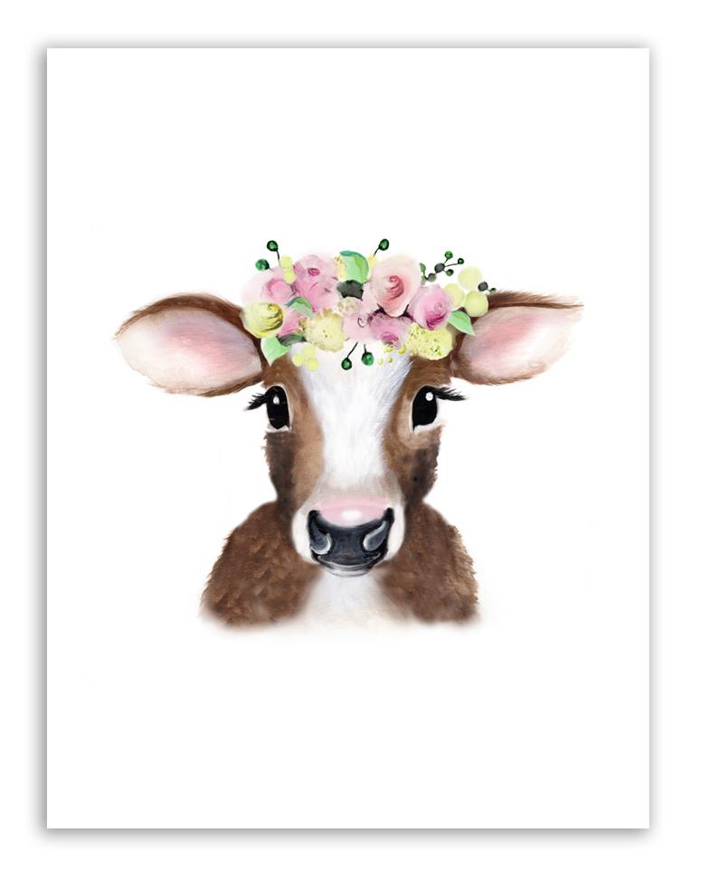 Detail Cow With Flower Crown Painting Nomer 45