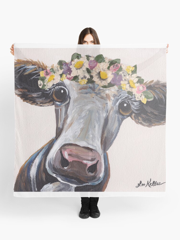 Detail Cow With Flower Crown Painting Nomer 46