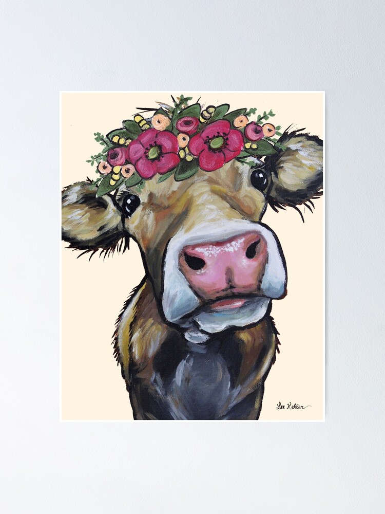 Detail Cow With Flower Crown Painting Nomer 8