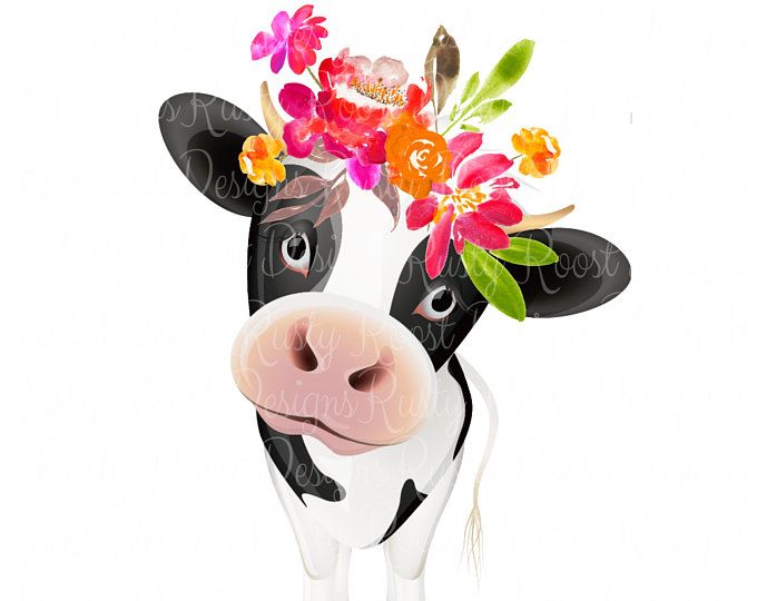 Detail Cow With Flowers Clipart Nomer 15