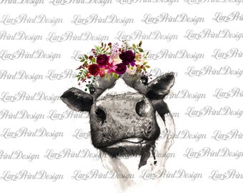 Detail Cow With Flowers Clipart Nomer 47
