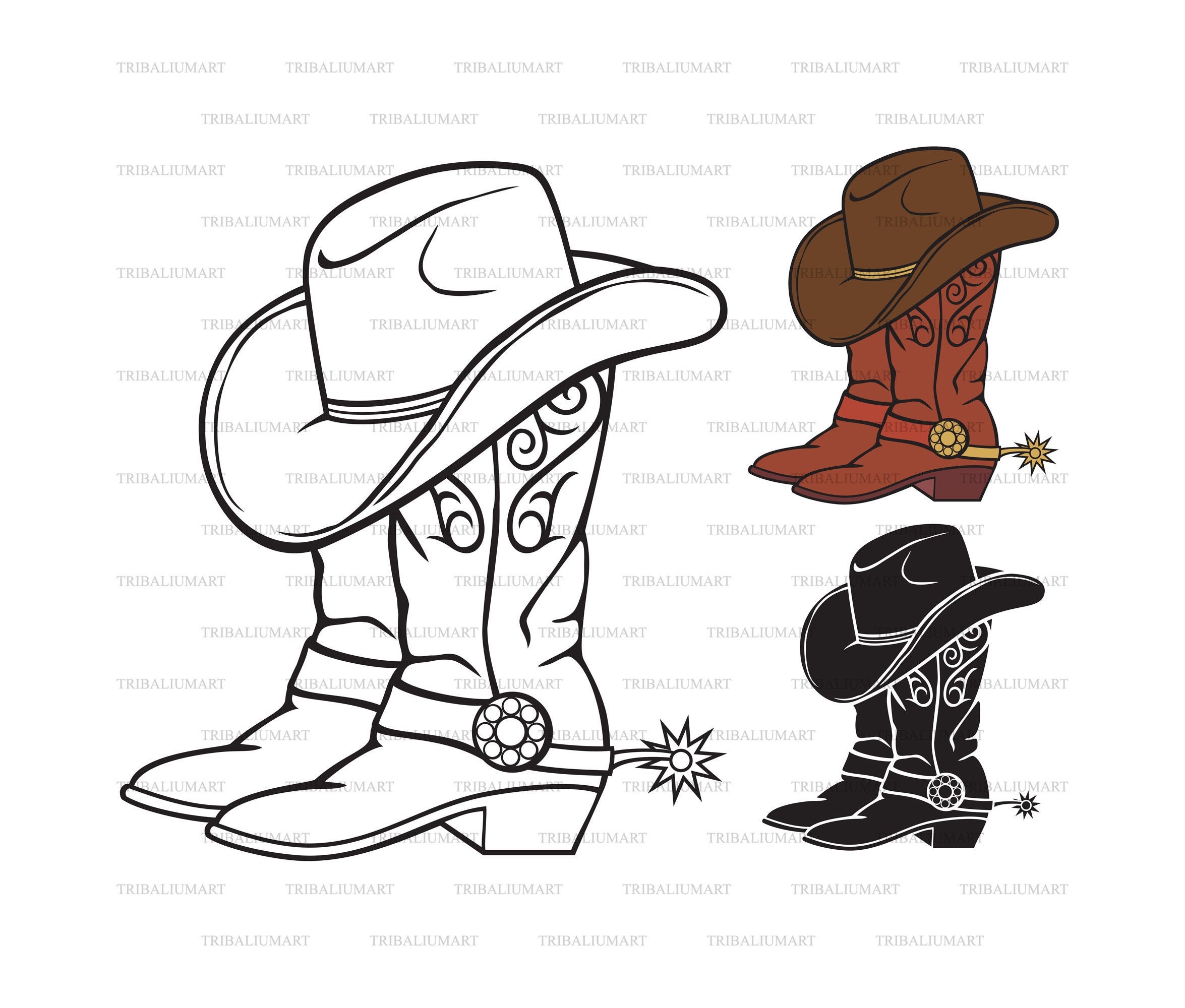 Detail Cowboy Boot And Hat Clipart Nomer 18