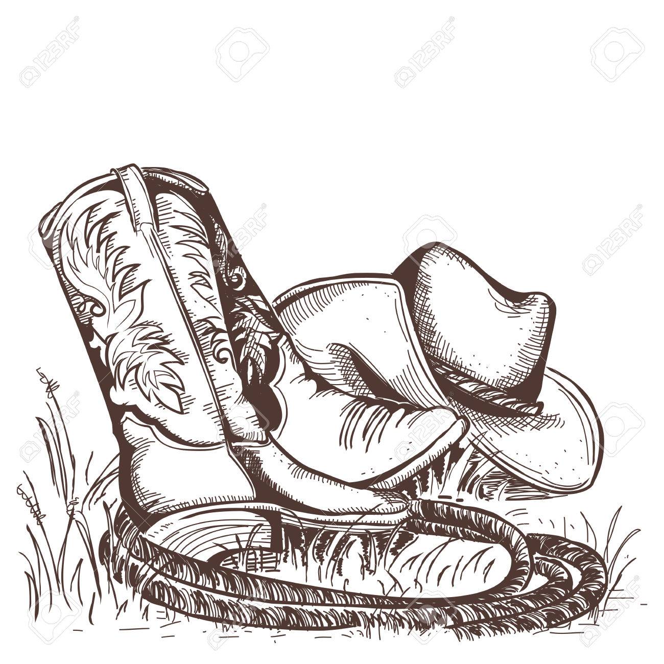 Detail Cowboy Boots And Hat Clipart Nomer 33