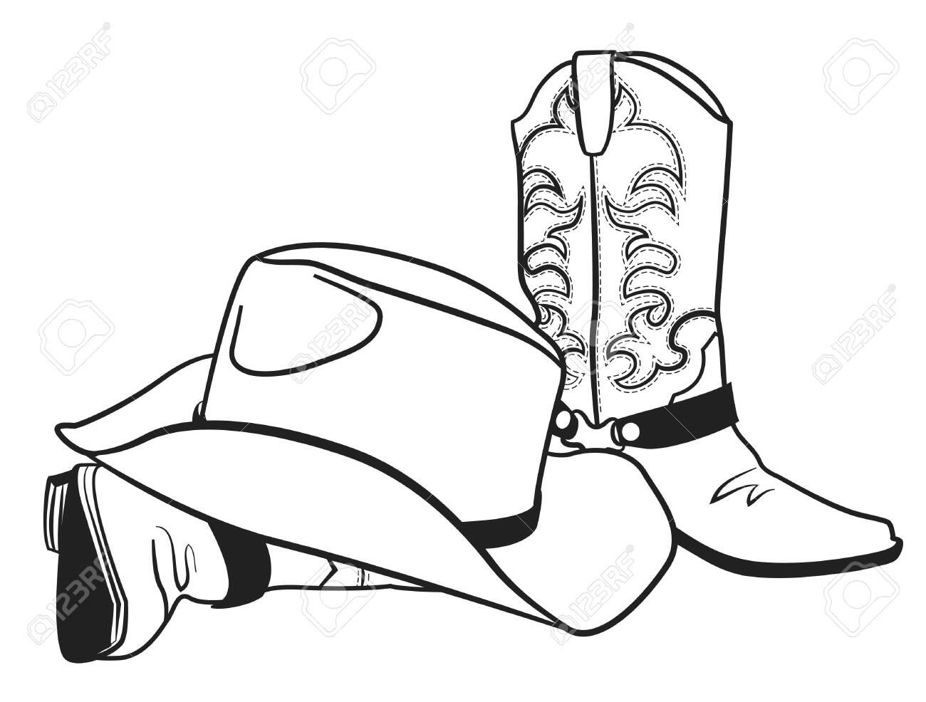 Detail Cowboy Boots And Hat Clipart Nomer 36