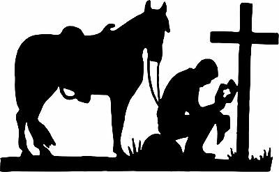 Detail Cowboy Praying At The Cross With Horse Nomer 16