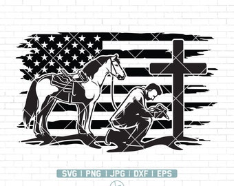 Detail Cowboy Praying At The Cross With Horse Nomer 46