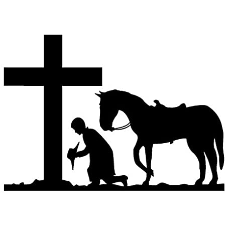 Detail Cowboy Praying At The Cross With Horse Nomer 9