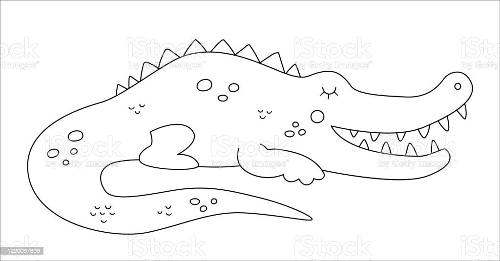 Detail Crocodile Clipart Black And White Nomer 34