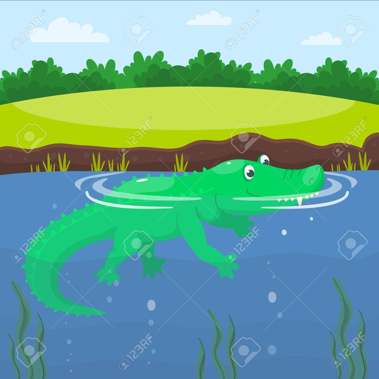 Detail Crocodile In Water Clipart Nomer 17
