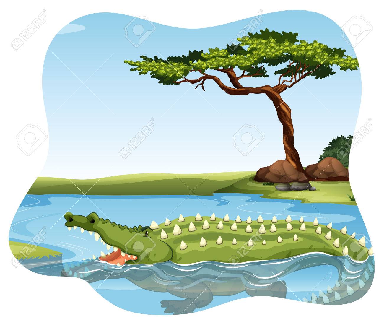 Detail Crocodile In Water Clipart Nomer 46