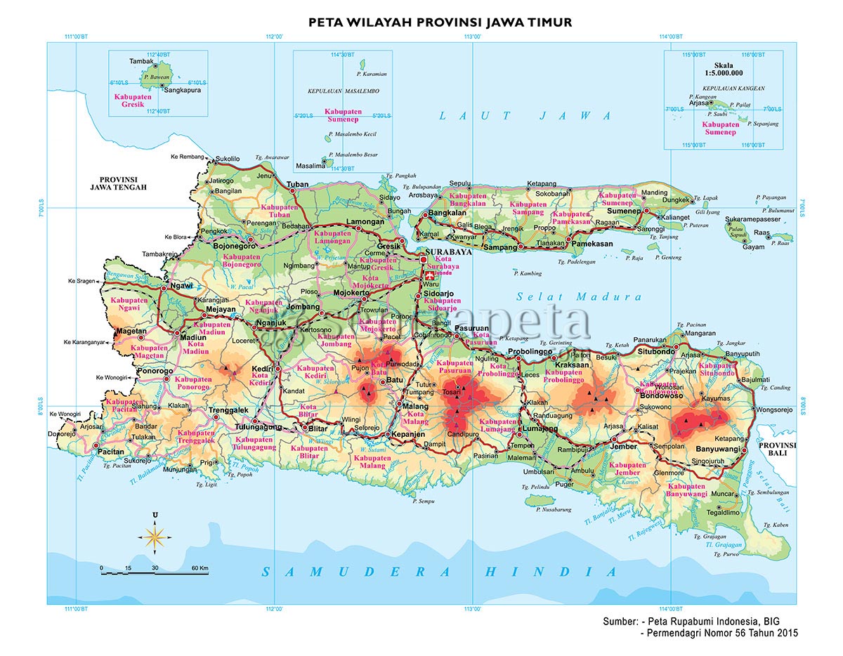 Gambar Peta Provinsi Jawa Timur - KibrisPDR