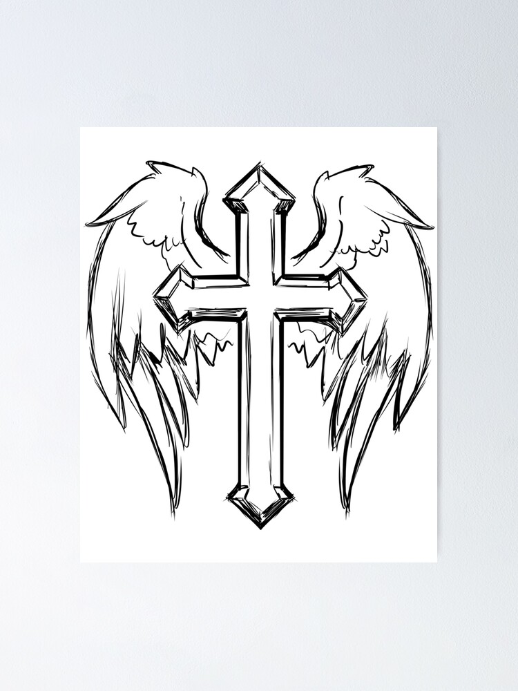 Detail Cross And Angel Wings Nomer 3