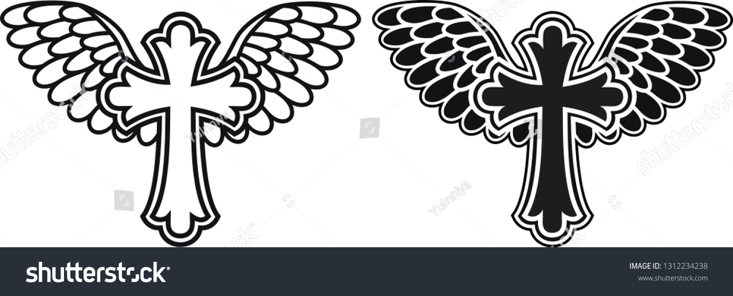 Detail Cross And Angel Wings Nomer 24